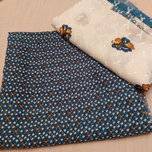 Printed fabric with free long scarf